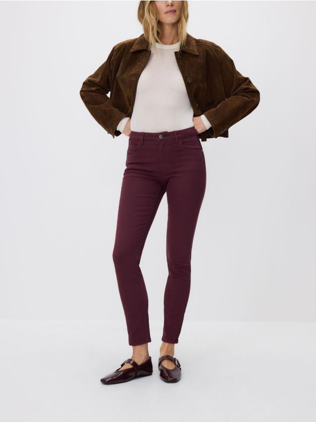 Reserved - Blugi slim cu talie medie - maro