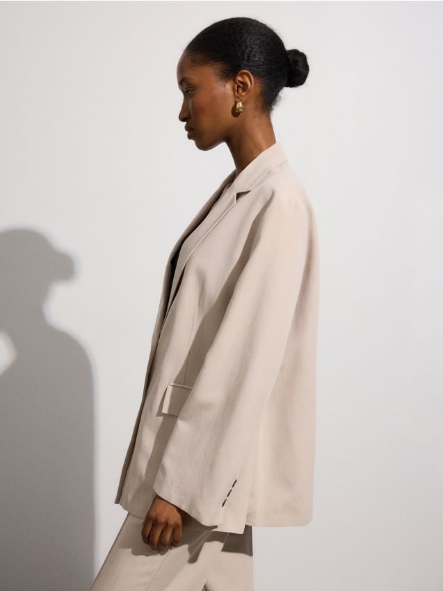 Oversized viscose rich blazer with cotton blend - RESERVED