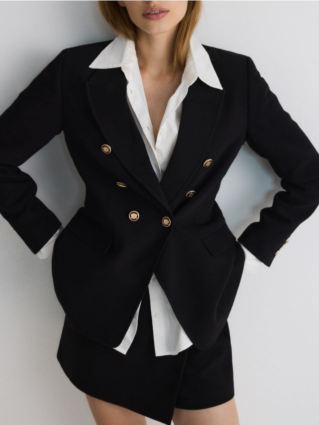 Double-breasted slim fit jacket - RESERVED