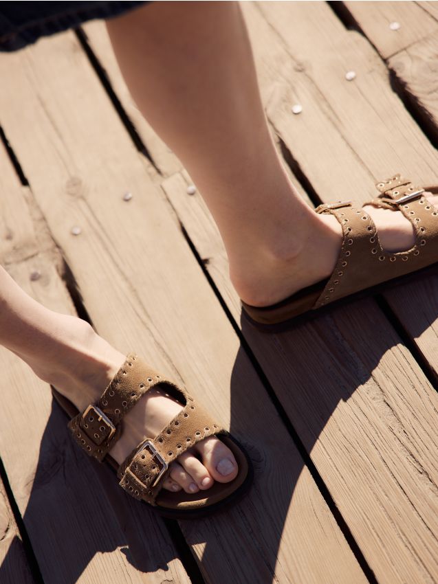 Suede sliders with buckles - RESERVED
