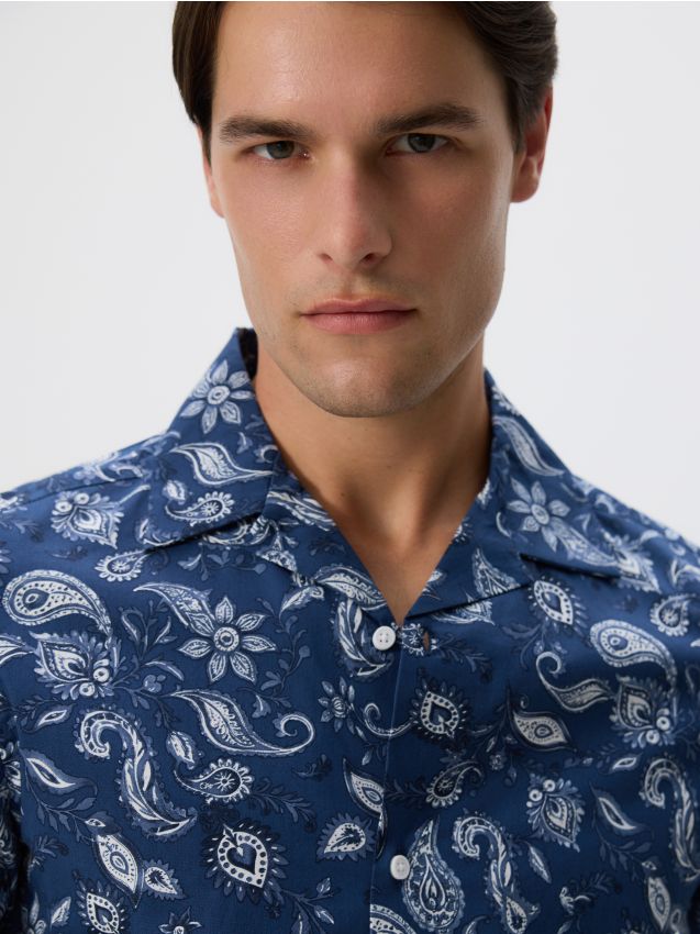 Reserved - Cămașă regular fit, cu model - bleumarin