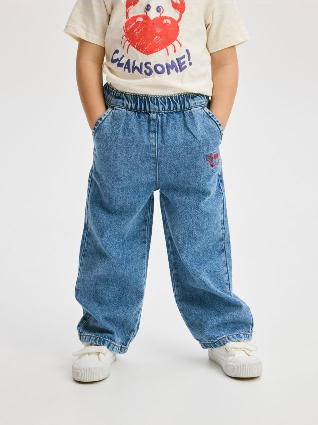Wide leg jeans with embroidery detailing - RESERVED