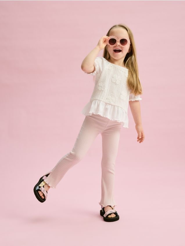 Ribbed leggings with bow - RESERVED
