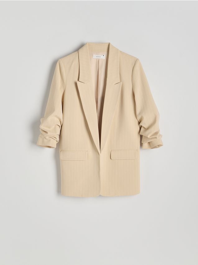 Blazer with crinkled sleeves - RESERVED