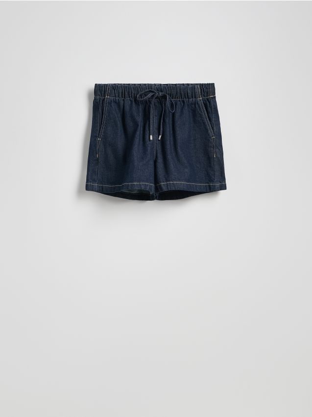 Reserved - Pantaloni scurți din blugi legați în talie - bleumarin