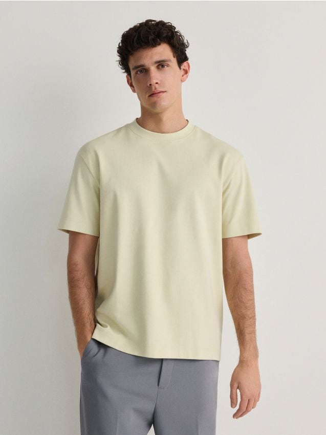 Reserved - tricou boxy - galben-verzui