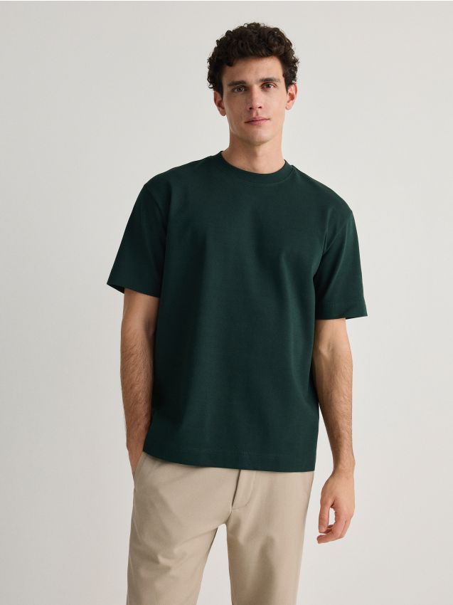 Reserved - tricou boxy - verde-închis