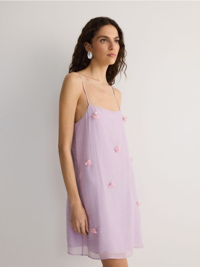 Dress with sewn-on flowers - RESERVED