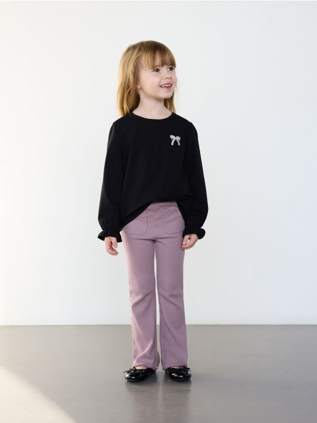 Rib knit flare trousers - RESERVED