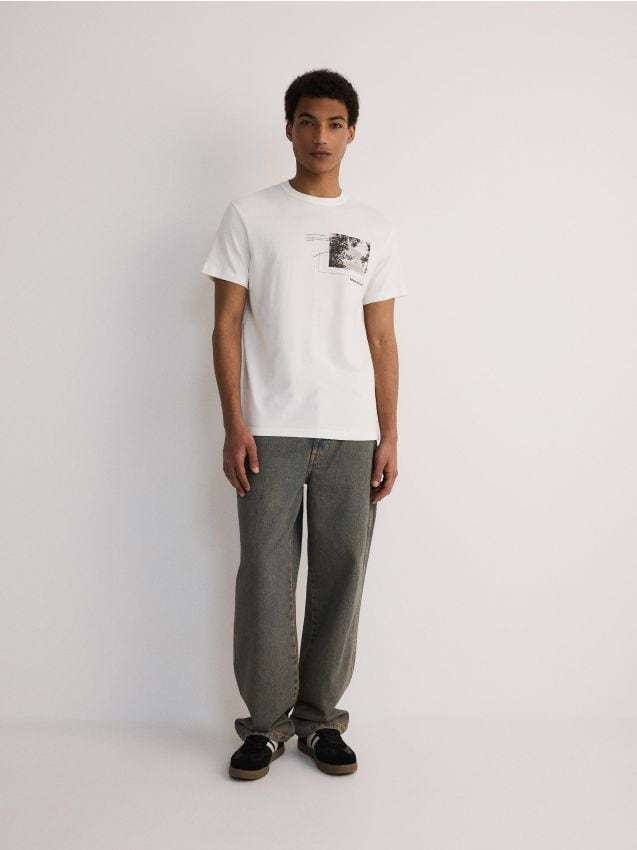 Reserved - men`s t-shirt - crem