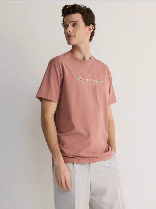 Reserved - tricou regular cu aplicație - maro