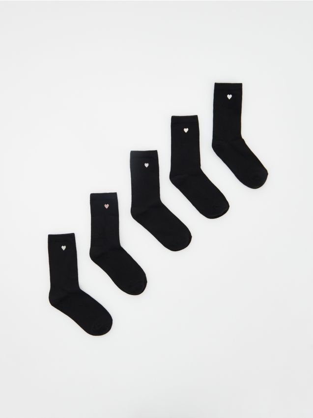 Reserved Σετ με 5 ζεύγη κάλτσες με κεντημένη λεπτομέρεια
