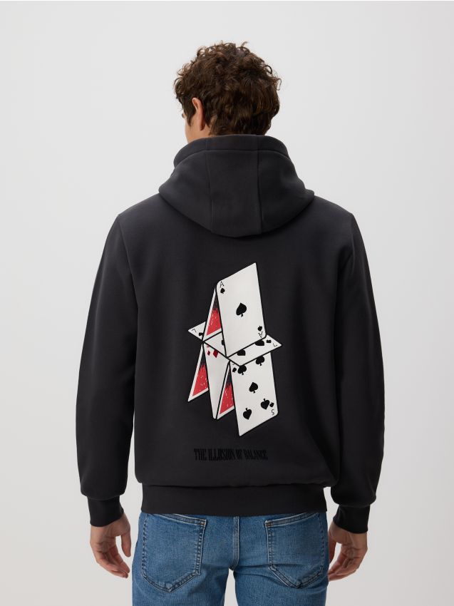 Reserved - Bluză cu inscripție la spate - negru-antracit