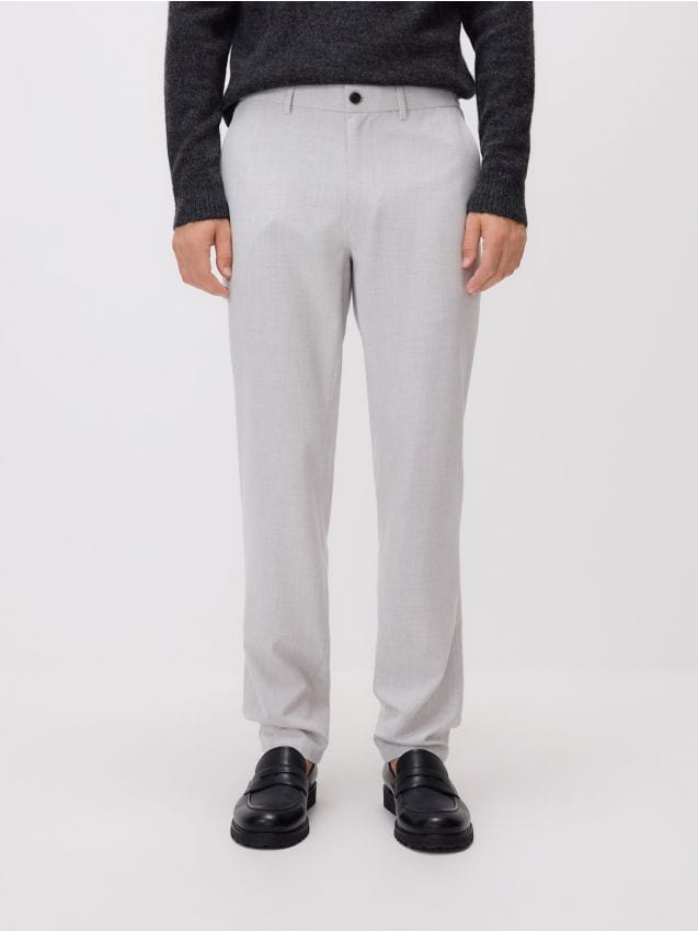 Reserved - Pantaloni chino slim cu adaos de viscoză - gri deschis