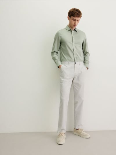 Chino slim trousers with linen blend