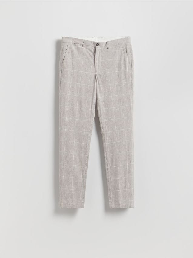 Chino slim trousers with linen blend - RESERVED