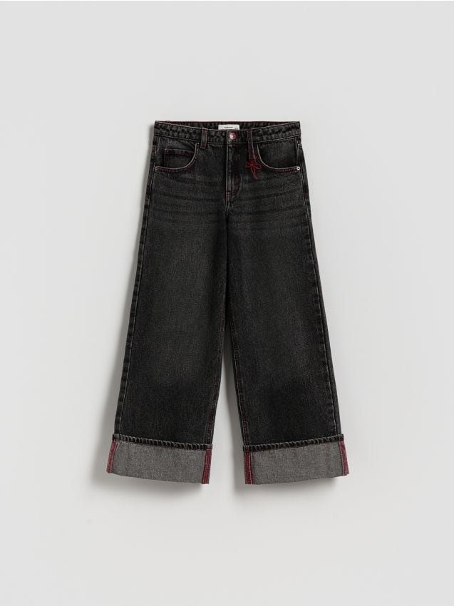 Wide‑leg jeans with rolled‑up hem - RESERVED