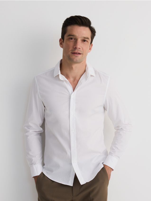 Reserved - Cămașă slim fit din bumbac - alb Reserved - Cămașă slim fit din bumbac - alb