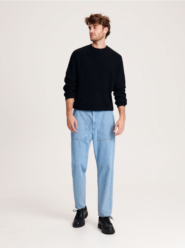 Reserved - Blugi carrot fit - albastru