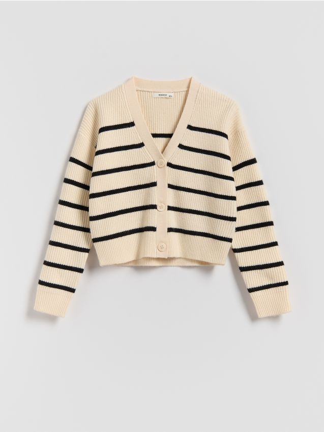 Reserved - Cardigan tricotat din viscoză - multicolor