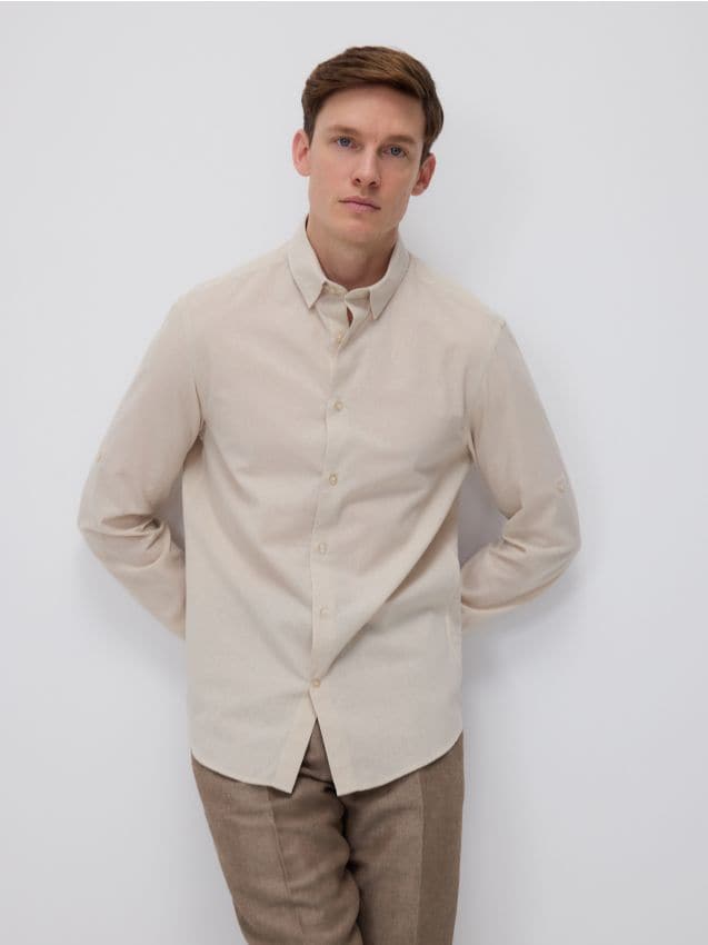 Regular fit linen rich shirt - RESERVED