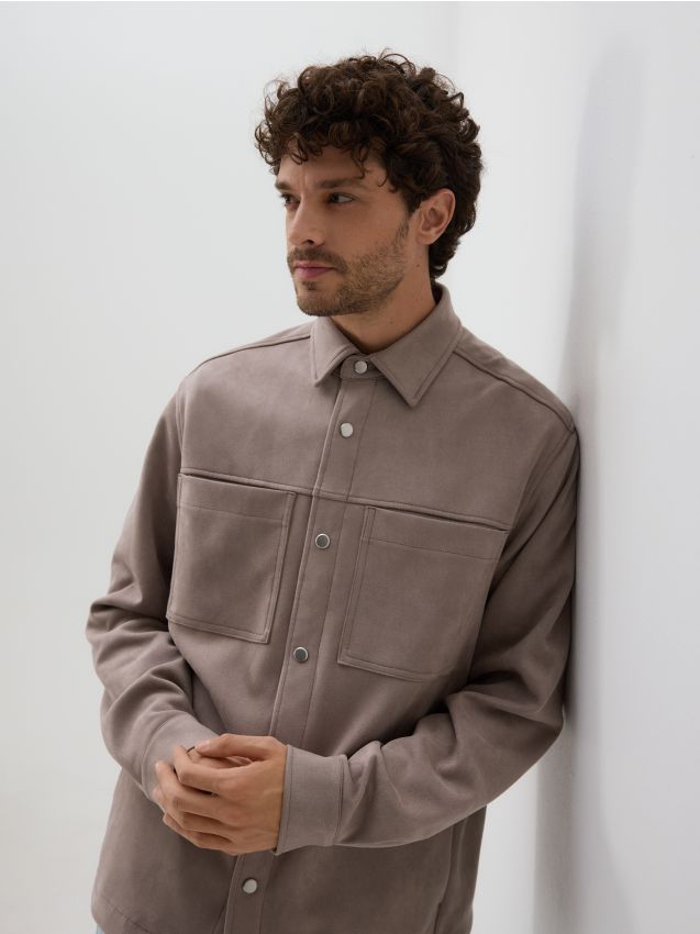 Comfort shirt in faux suede - RESERVED