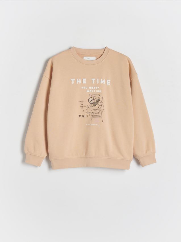Reserved - bluză sport oversized cu imprimeu - bej
