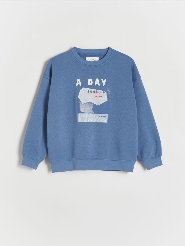 Reserved - bluză sport oversized cu imprimeu - albastru