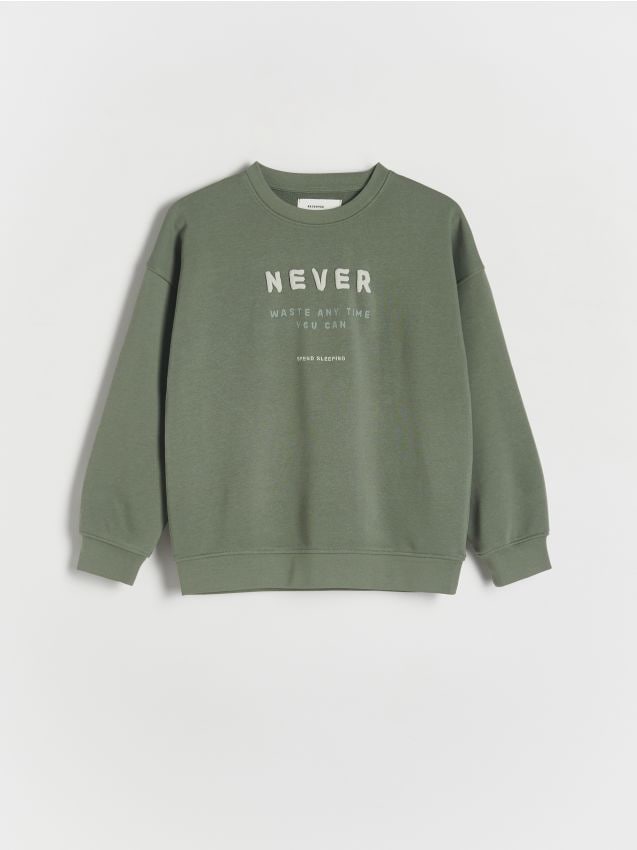Reserved - bluză sport oversized cu imprimeu - verde-închis