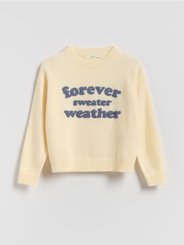 Reserved - Pulover cu inscripție - crem