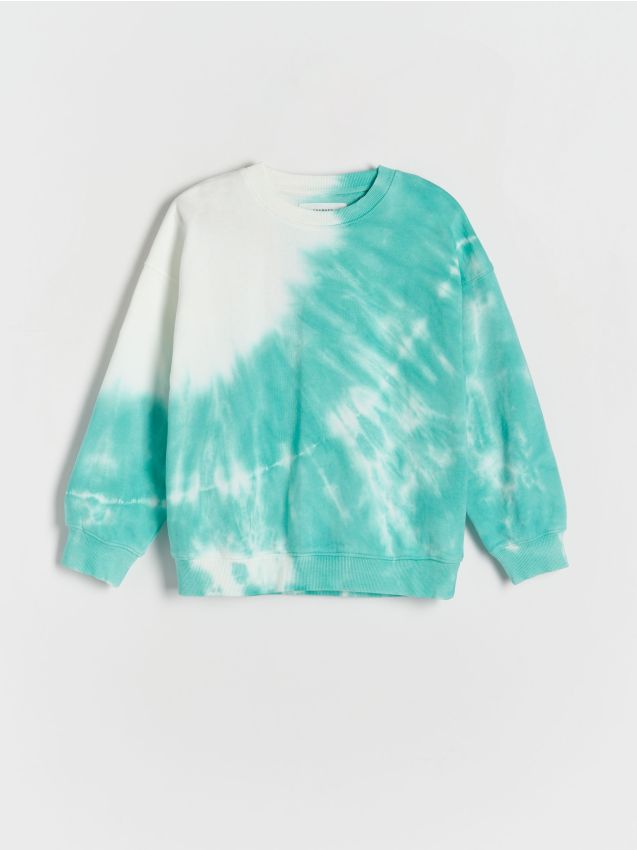 Reserved - hanorac oversized, din bumbac - turcoaz
