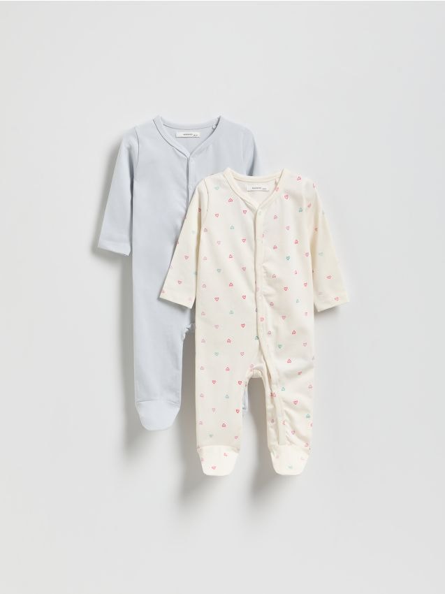 Reserved - Set de 2 salopete din bumbac - crem