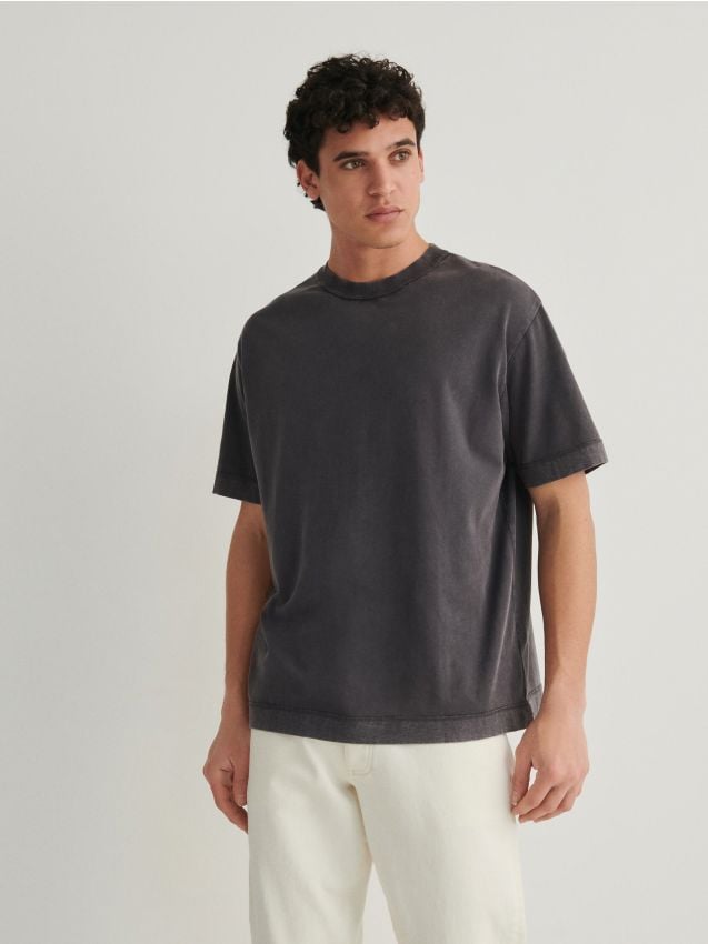 Reserved - tricou boxy - gri-închis