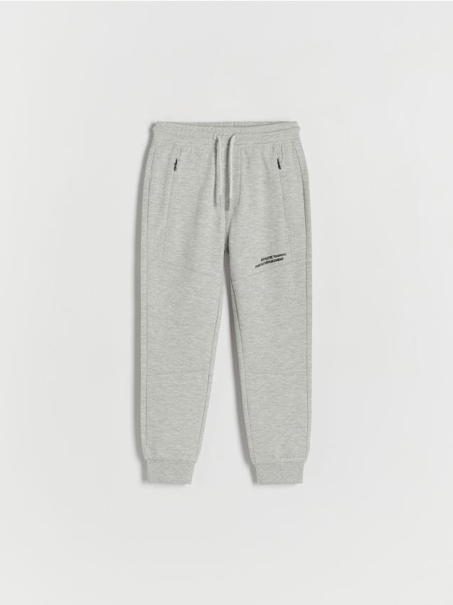 Reserved - pantaloni jogger cu detalii tip fermoar - gri deschis