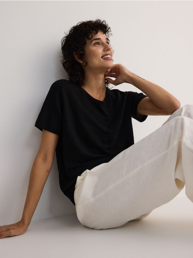 Reserved - t-shirt din in - negru