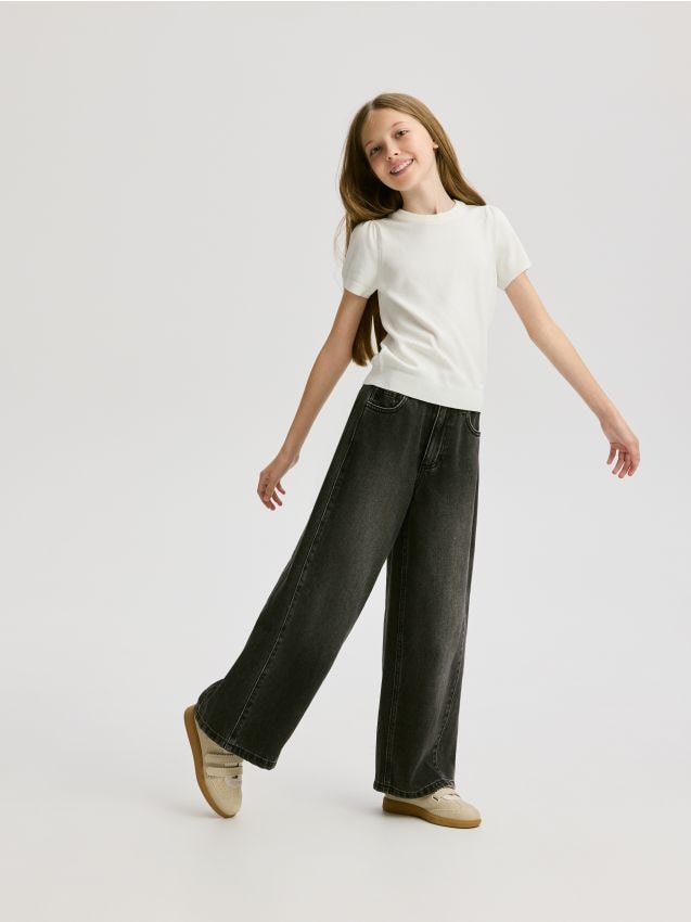 Reserved - Blugi super wide leg - negru