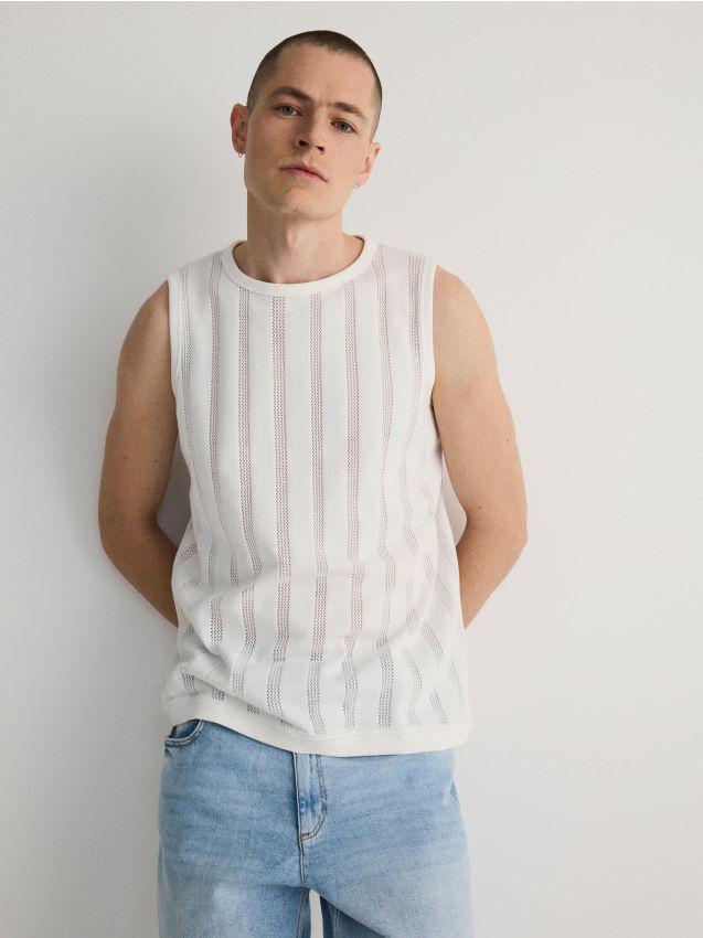 Reserved - tricou fără mâneci - crem