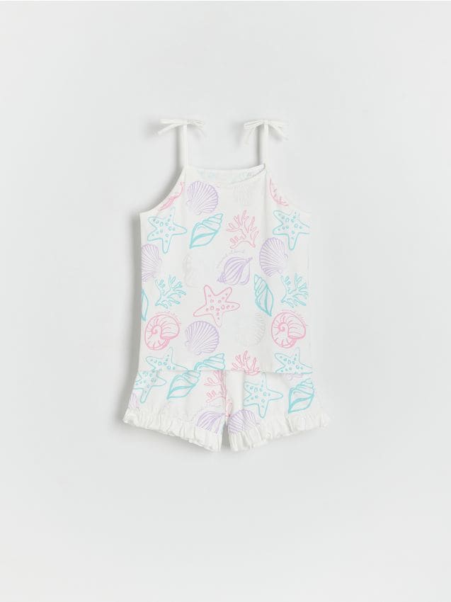 Reserved - set pijama cu motiv marin - crem