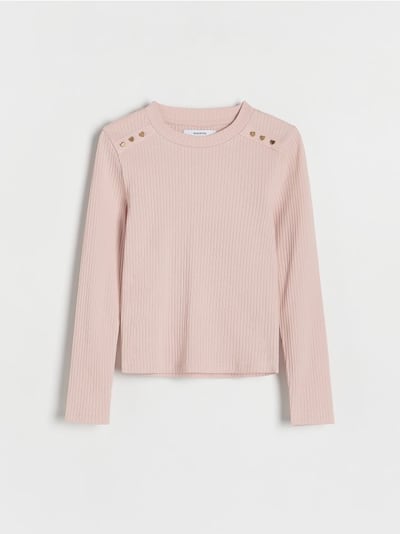 Rib knit cotton blouse