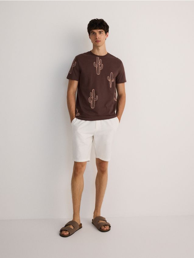 Reserved - tricou regular fit - maro