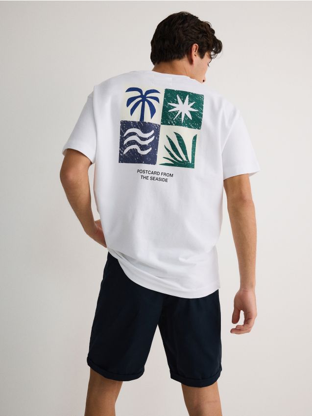 Reserved - tricou cu croială lejeră cu imprimeu - alb