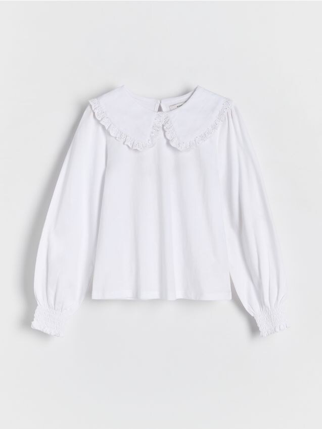 Reserved - tricou cu guler - alb