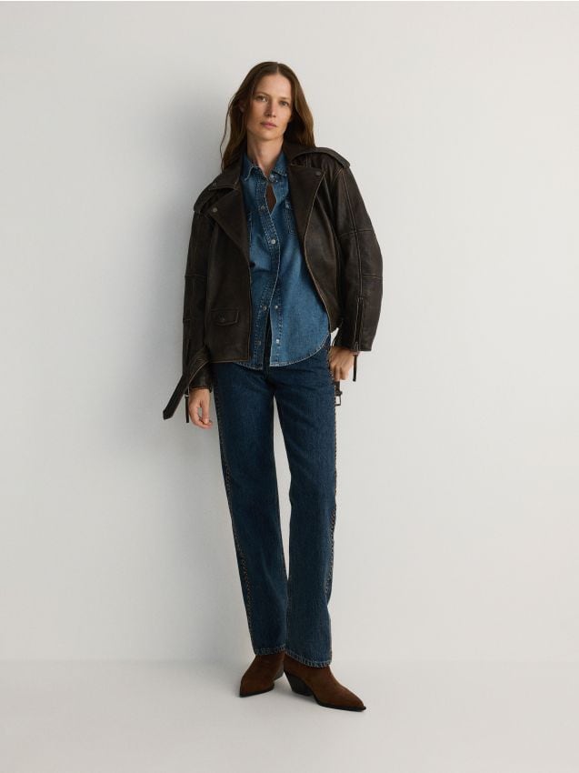 Straight jeans with trims - RESERVED