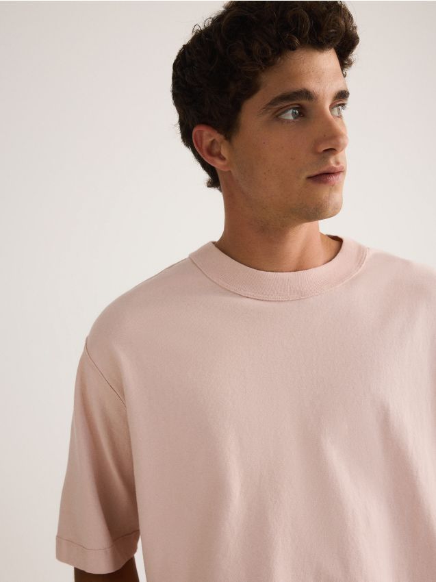 Reserved - tricou boxy din bumbac - roz