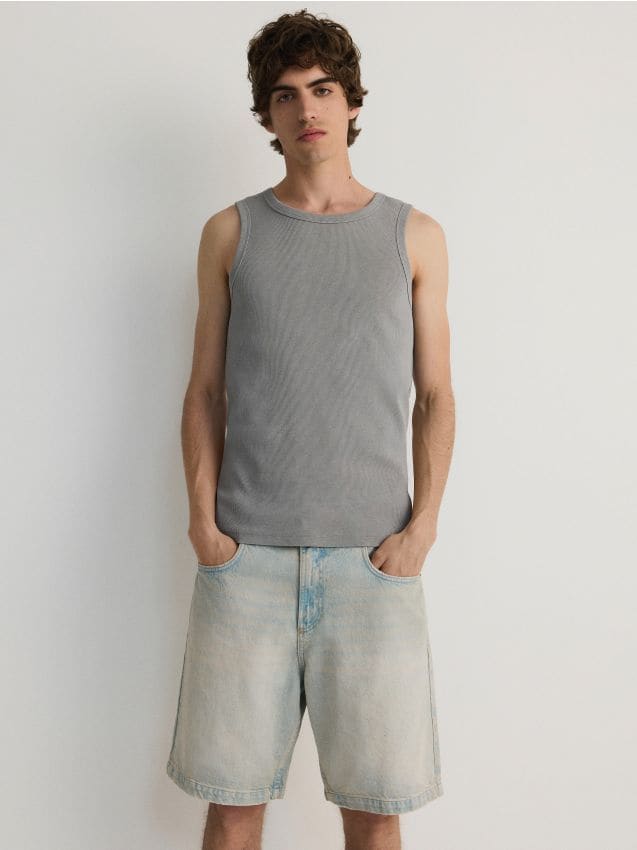 Reserved - tank top din bumbac - gri-închis