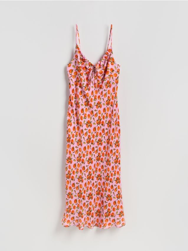 Reserved - Rochie din viscoză cu model - multicolor