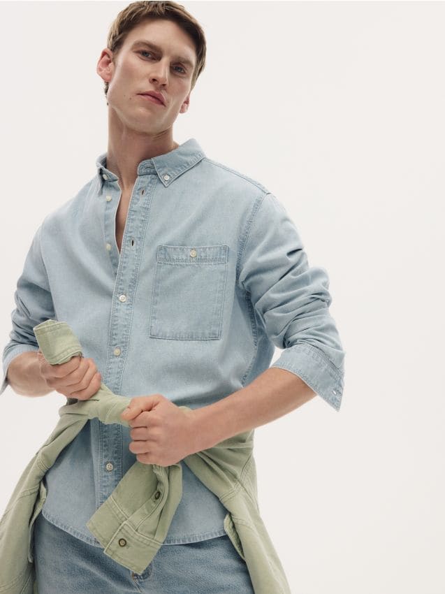 Camicia regular fit in denim - RESERVED