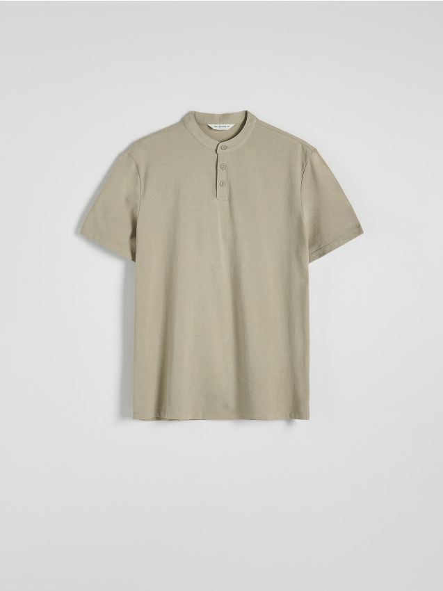 Reserved - Tricou polo cu guler perkins - bej