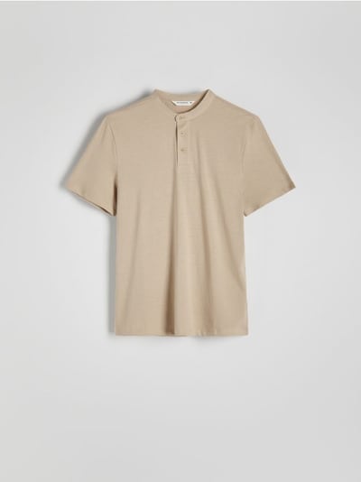 Regular fit polo shirt with stand up collar