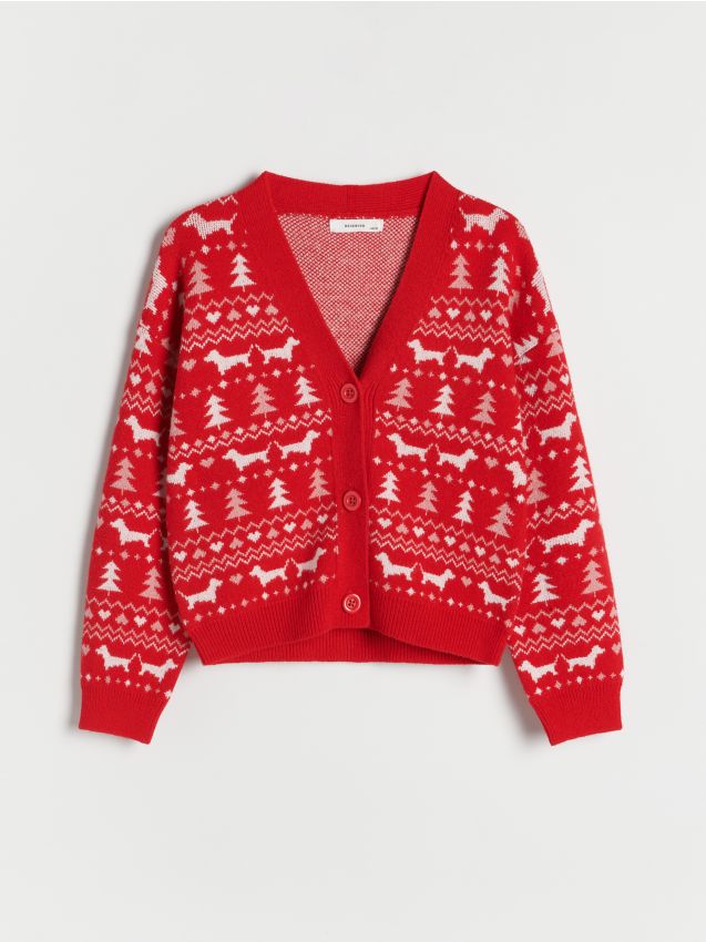 Reserved - Cardigan cu model de Crăciun - multicolor